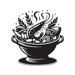 Black Paella Silhouette Vector, High Quality Illustration on White Background