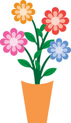 Illustration of a Colorful Flowers on Pot