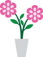 Illustration of a Colorful Flowers on Pot