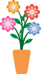 Illustration of a Colorful Flowers on Pot