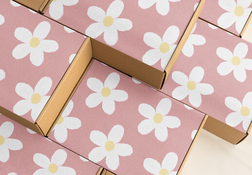 Stacked Delivery Boxes. PSD mockup template ready for your logo design