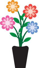 Illustration of a Colorful Flowers on Pot