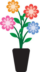 Illustration of a Colorful Flowers on Pot