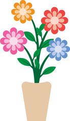 Illustration of a Colorful Flowers on Pot