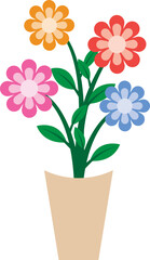 Illustration of a Colorful Flowers on Pot