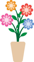 Illustration of a Colorful Flowers on Pot