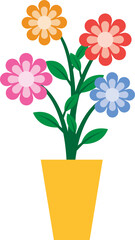 Illustration of a Colorful Flowers on Pot