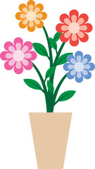 Illustration of a Colorful Flowers on Pot