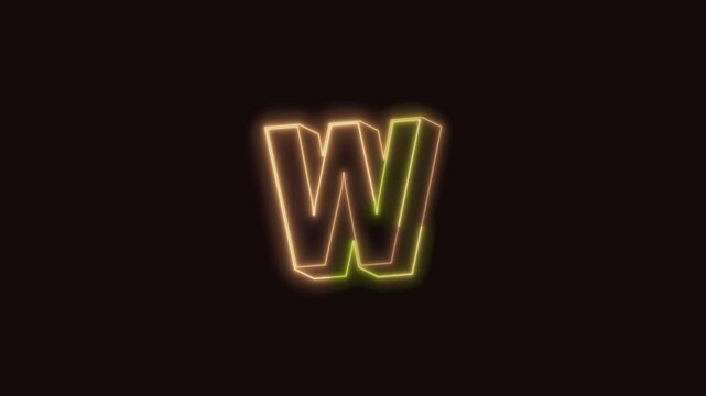 Alphabet W Neon Text Seamless Loop 4K (Black Background) | Animated Promotional Typography for Video Editing