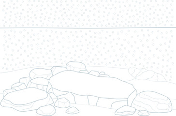 Layered Rock Landscape with Snow Elements