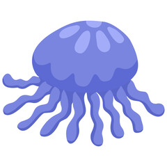 A jellyfish isolated on a transparent background.Vector illustration of a marine animal.