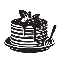 Black Pancakes Silhouette Vector, High Quality Illustration on White Background