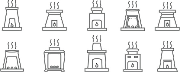 furnace icon set. Outline furnace icons from electronic device and stuff . Line and glyph vector template design elements, Editable symbols. Home heating system for energy and comfort design needs