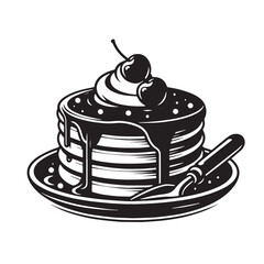 Black Pancakes Silhouette Vector, High Quality Illustration on White Background