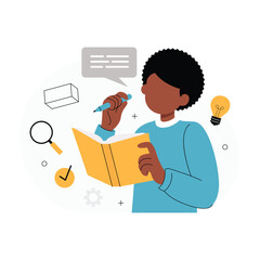 Back to school. Vector illustration of education, learning, back to school, reading book symbolizing the process of creative thinking and learning