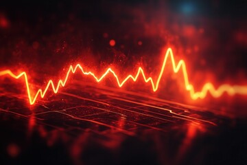 Red line chart on dark background