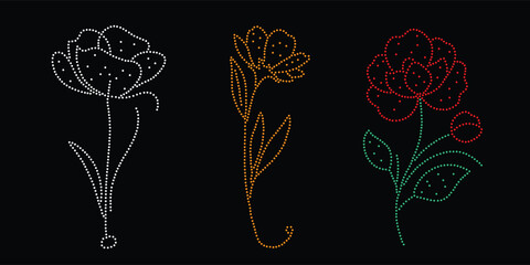 Abstract, beautiful flower rhinestone glitter motif design.