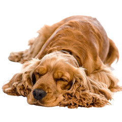 Cute young purebred golden retriever and cocker spaniel puppies and dogs are adorable pets