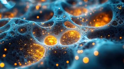 A microscopic world of nanotechnology, glowing with innovation 