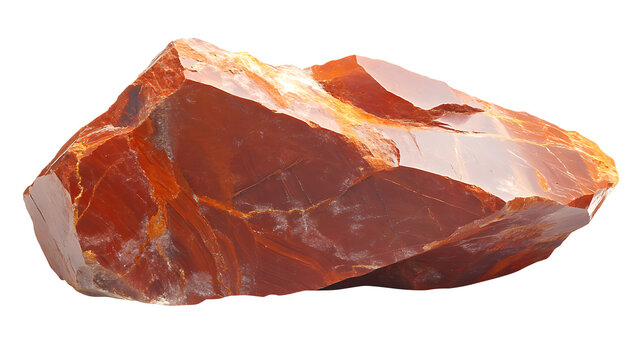 Polished red jasper stone isolated on transparent background