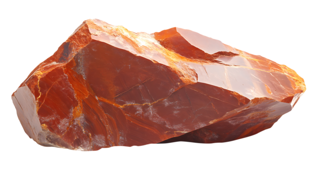 Polished red jasper stone isolated on transparent background