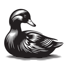 Black Peking Duck Silhouette Vector, High Quality Illustration on White Background