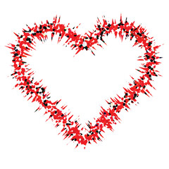 Abstract Red Heart Splatter for Love and Romantic Celebrations with a heart of red and black hearts