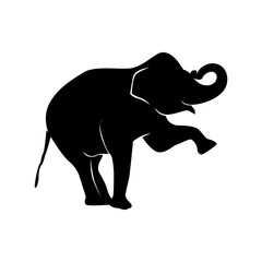 Black silhouette of elephant animal. animal symbol