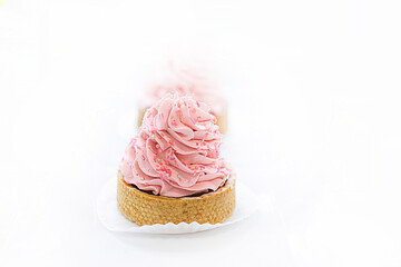 shortbread cake with pink berry butter cream