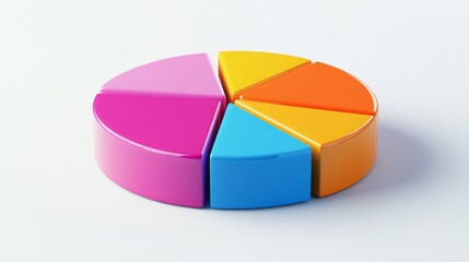 Obraz premium D pie chart with clear labels, white space optimized for presentation
