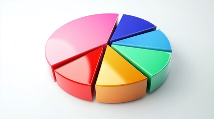 Obraz premium D pie chart with clear labels, white space optimized for presentation