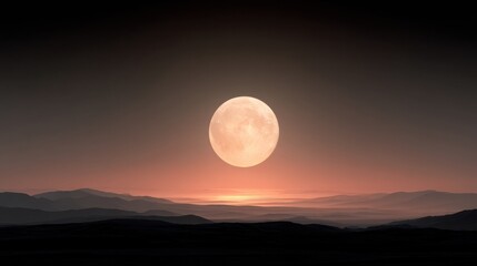 Majestic full moon rising over serene landscape nature photography tranquil environment aerial view celestial concept