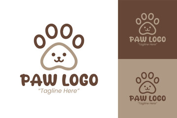 Minimalist Brown Paw Logo for Animal Business Branding