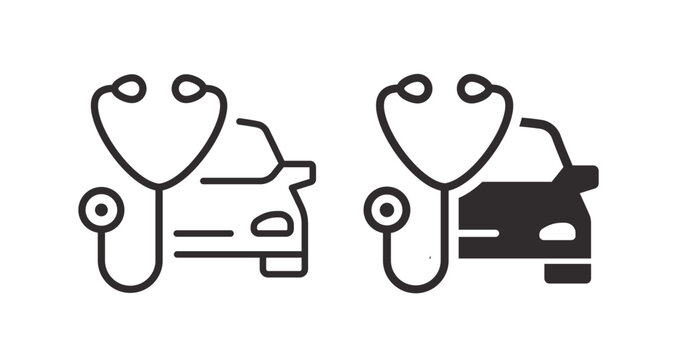 Fototapeta Car and stethoscope icons. Symbol diagnostics and inspection.