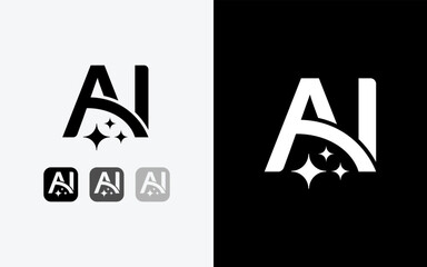 Ai Logo Concept with modern minimalist concept. Artificial Intelligence symbol icon combining between letter A and I with abstract shape in the creative way design concept.