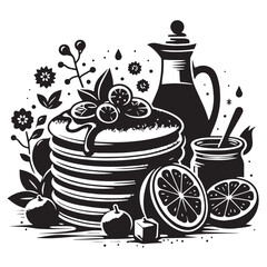 Black Poffertjes Silhouette Vector, High Quality Illustration on White Background