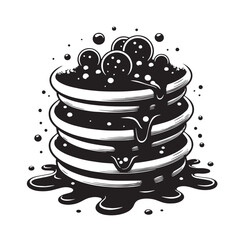 Black Poffertjes Silhouette Vector, High Quality Illustration on White Background