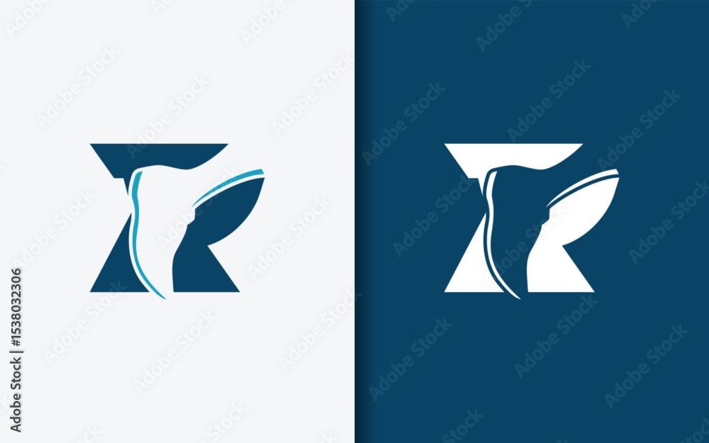 Aufkleber creative letter r logo fused with running shoe element, symbolizing passion and enthusiasm for runni