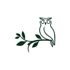 Obraz premium Owl on branch vector isolated in white background