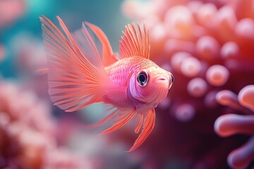 Pink fish in coral reef tank