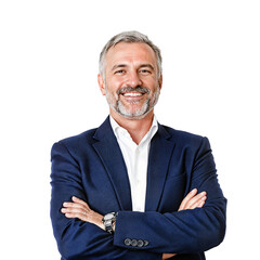 Smiling Businessman with Folded Arms Isolated transparent background