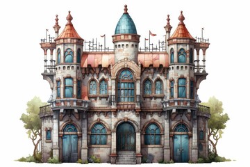 Fototapeta premium Intricately designed whimsical castle with colorful towers and detailed architecture