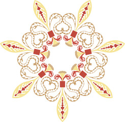 Vector pattern for printing on clothes, for stickers in the form of a circle of openwork elements in the ancient Byzantine style.