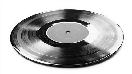 Shiny Black Vinyl Record Close Up Retro Music Background Studio Shot