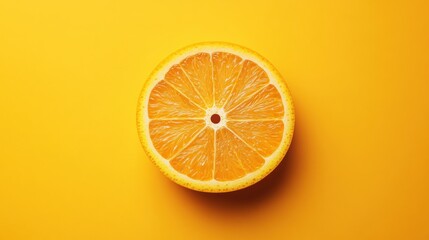 Vibrant Orange Slice on Yellow Background Juicy Citrus Fruit Photography