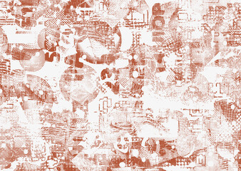 Naklejka na ściany i meble Glitch distorted geometric shape . Noise destroyed logo . Trendy defect error shapes . Glitched frame .Grunge textured . Distressed effect .Vector shapes with a halftone dots screen print texture. 