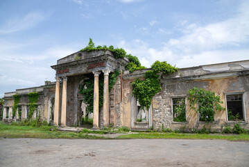 Ruins of the railway station building, Tkuarchal. Republic of Abkhazia