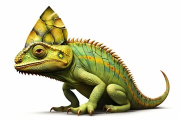 Obraz premium Unique lizard with distinctive head crest and vibrant colors in a neutral setting