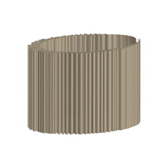 Corrugated cylinder shape. Ribbed tube design. Vector cardboard element. Brown vertical structure.