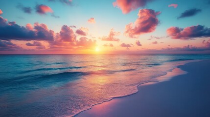Colorful sunset over ocean on Maldives